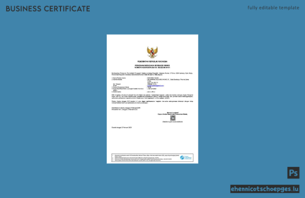 Indonesische Gründungsurkunde – Beispielansicht in Word und PDF